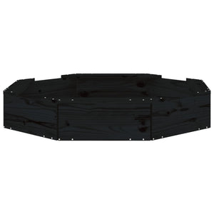 Sabbiera con Sedute Nera Ottagonale in Legno Massello di Pino 825013