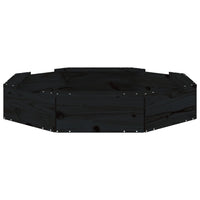 Sabbiera con Sedute Nera Ottagonale in Legno Massello di Pino 825013