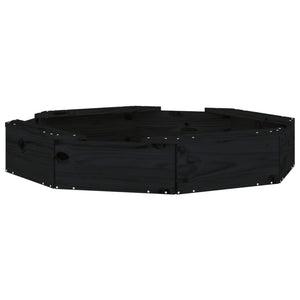 Sabbiera con Sedute Nera Ottagonale in Legno Massello di Pino 825013