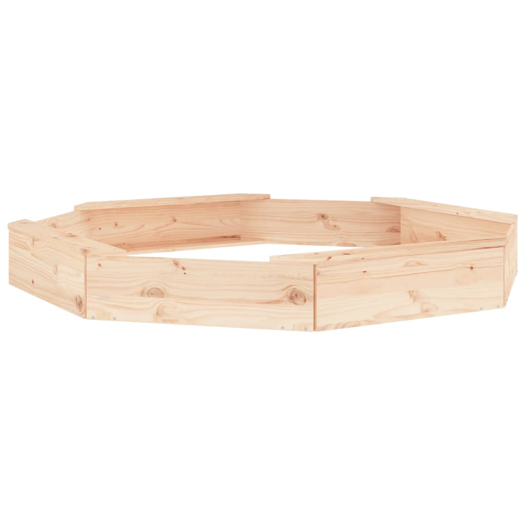 Sabbiera area giochi per bambini giardino esterno con sedute ottagonali in legno massello di pino marrone 02_0041545