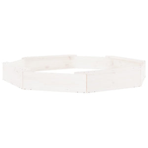 Sabbiera con Sedute Bianca Ottagonale in Legno Massello di Pino 825017