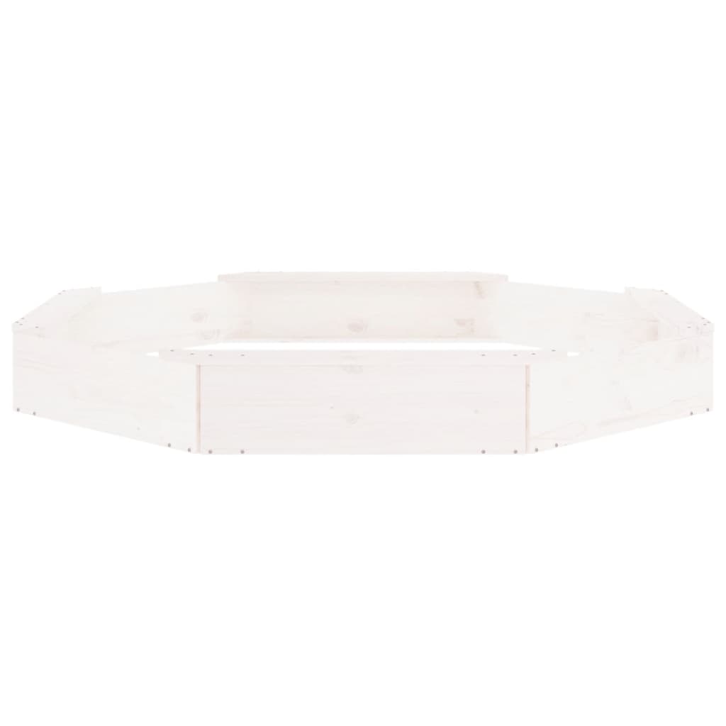 Sabbiera con Sedute Bianca Ottagonale in Legno Massello di Pino 825017