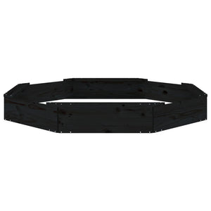 Sabbiera con Sedute Nera Ottagonale in Legno Massello di Pino 825020