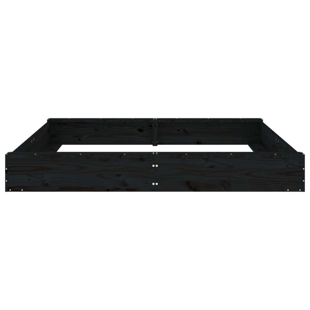 Sabbiera con Sedute Nera Quadrata in Legno Massello di Pino