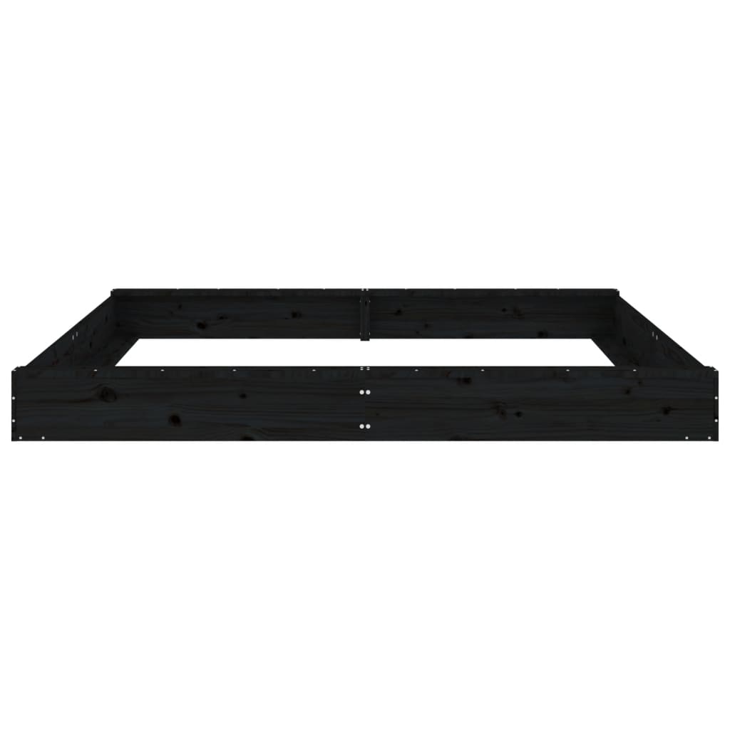 Sabbiera con Sedute Nera Quadrata in Legno Massello di Pino 825048