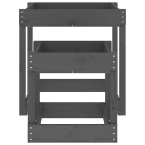 Tavoli Sabbiere 2 pz Grigi in Legno Massello di Pino 825053