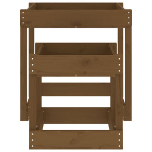 Tavoli Sabbiere 2 pz Marrone Ambra in Legno Massello di Pino