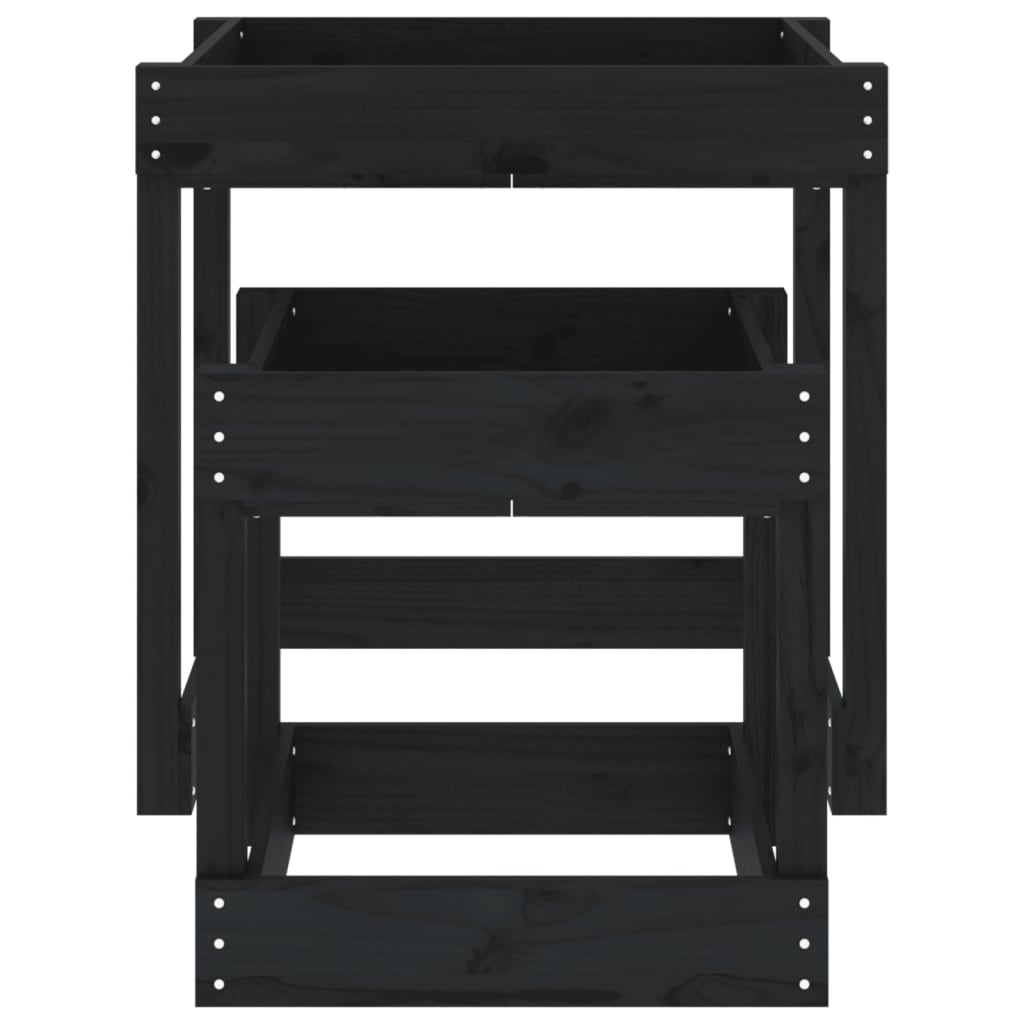 Tavoli Sabbiere 2 pz Neri in Legno Massello di Pino