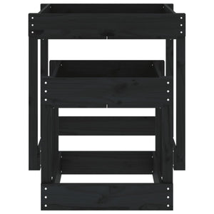 Tavoli Sabbiere 2 pz Neri in Legno Massello di Pino