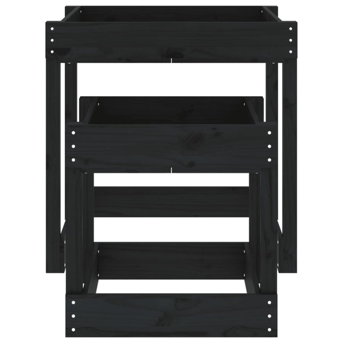 Tavoli Sabbiere 2 pz Neri in Legno Massello di Pino