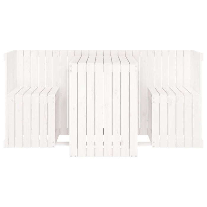 Set da Balcone a 2 Posti Bianco in Legno Massello di Pino 825059