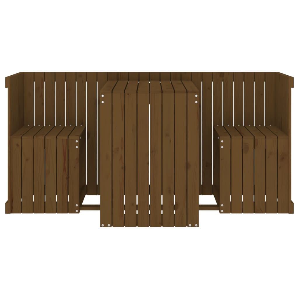 Set da Balcone a 2 Posti Ambra in Legno Massello di Pino 825061