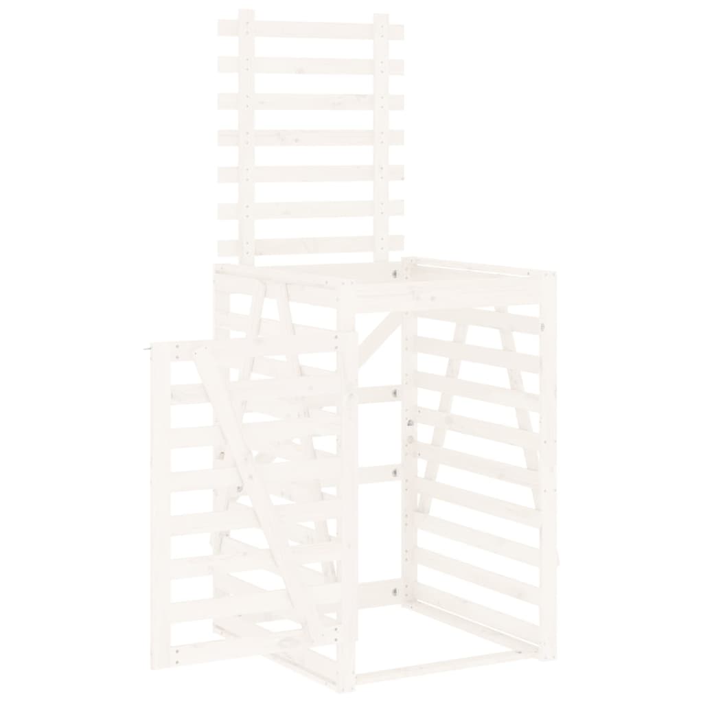 Copribidone Bianco 84x90x128,5 cm in Legno Massello di Pino 825101