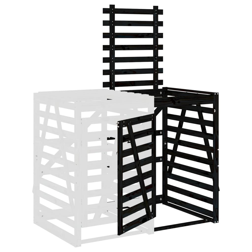 Estensione Copribidone Nero in Legno Massello di Pino 825111