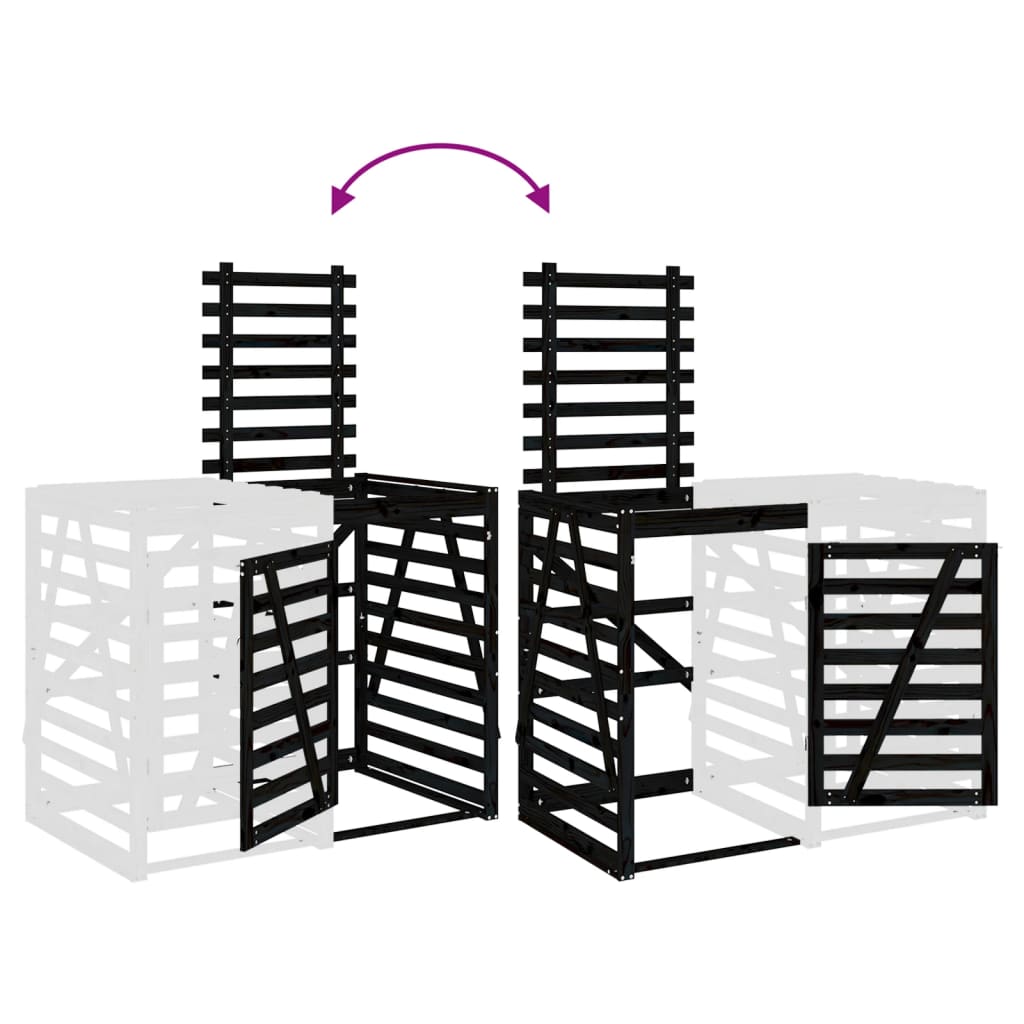 Estensione Copribidone Nero in Legno Massello di Pino 825111