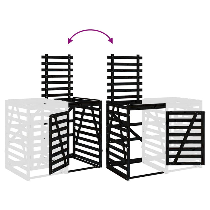 Estensione Copribidone Nero in Legno Massello di Pino 825111