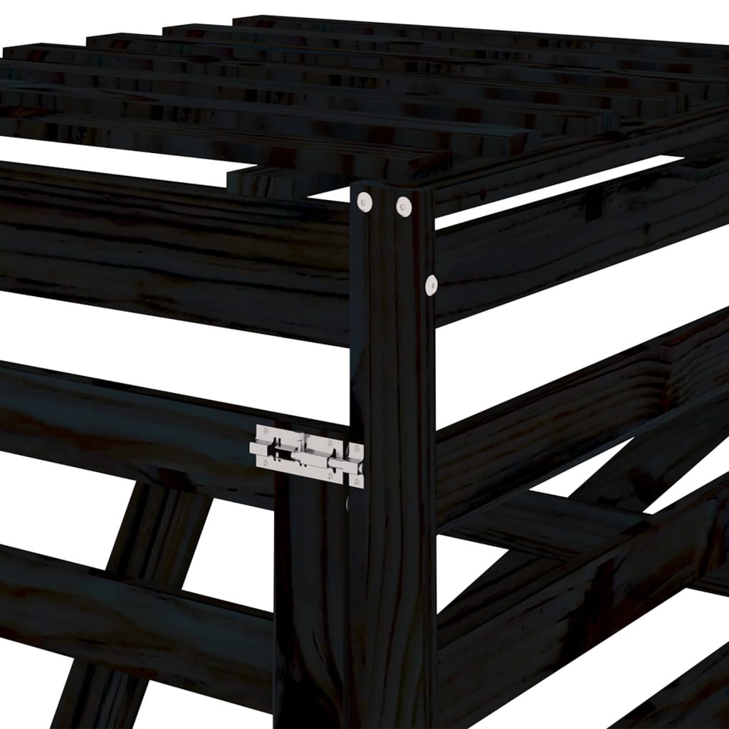 Estensione Copribidone Nero in Legno Massello di Pino 825111