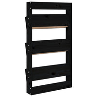 Fioriera a Muro 3Ripiani-Vaso-Contenitore per Piante Nera 60x18,5x110cm Legno Massello Pino