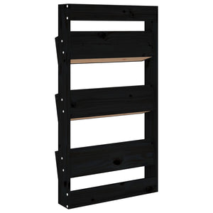 Fioriera a Muro 3Ripiani-Vaso-Contenitore per Piante Nera 60x18,5x110cm Legno Massello Pino