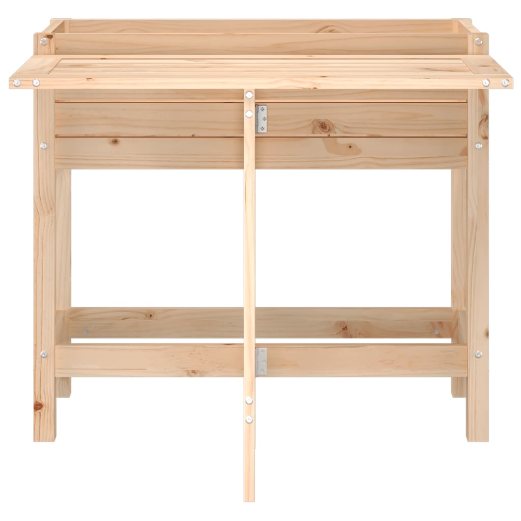 Vassoio per fioriera aiuola rialzata piante fiori terrazza giardino con tavolo pieghevole in legno massello di pino marrone 02_0038117