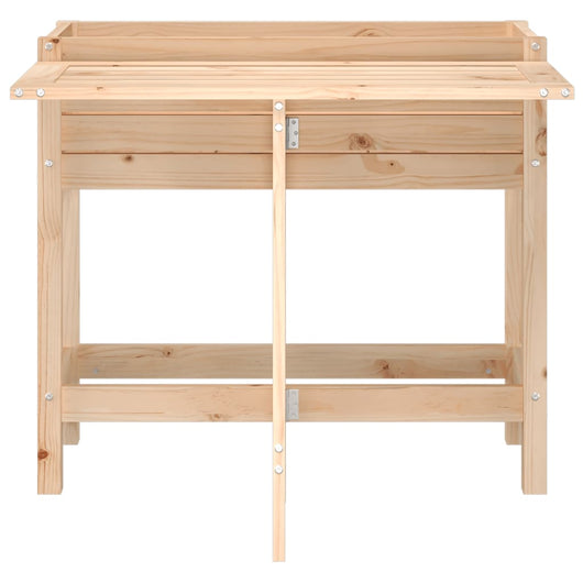 Vassoio per fioriera aiuola rialzata piante fiori terrazza giardino con tavolo pieghevole in legno massello di pino marrone 02_0038117