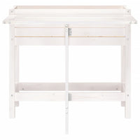 Fioriera Giardino Piano Pieghevole Bianco Legno Massello Pino 825122