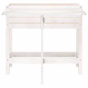 Fioriera Giardino Piano Pieghevole Bianco Legno Massello Pino 825122