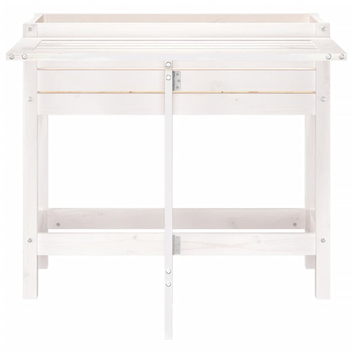 Fioriera Giardino Piano Pieghevole Bianco Legno Massello Pino 825122