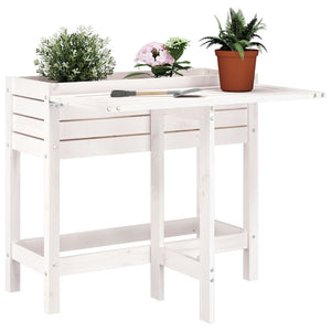 Fioriera Giardino Piano Pieghevole Bianco Legno Massello Pinocod mxl 86168