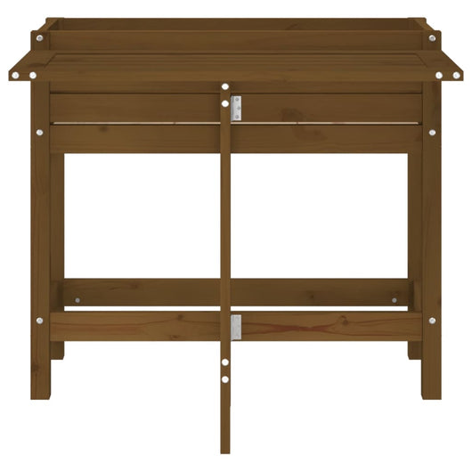 Portavaso per fioriera aiuola rialzata piante fiori terrazza giardino giardino con piano pieghevole marrone pino massiccio marrone 02_0038584