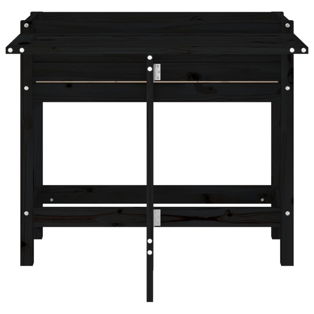 Fioriera da Giardino Piano Pieghevole Nera Legno Massello Pino 825125