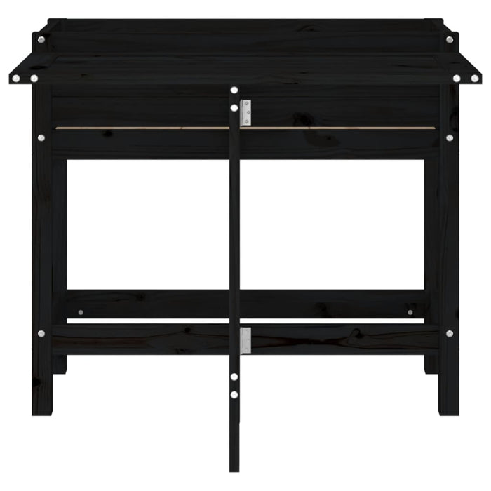 Fioriera da Giardino Piano Pieghevole Nera Legno Massello Pino 825125