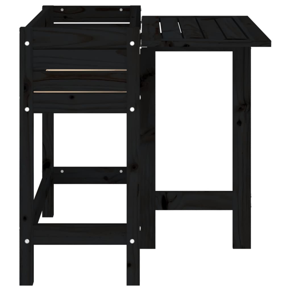 Fioriera da Giardino Piano Pieghevole Nera Legno Massello Pino 825125