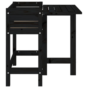 Fioriera da Giardino Piano Pieghevole Nera Legno Massello Pino 825125