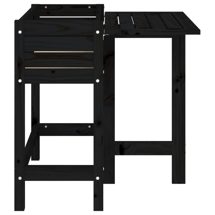 Fioriera da Giardino Piano Pieghevole Nera Legno Massello Pino 825125