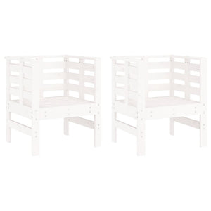 Sedie da Giardino 2pz Bianche 61,5x53x71cm Legno Massello Pino 825129