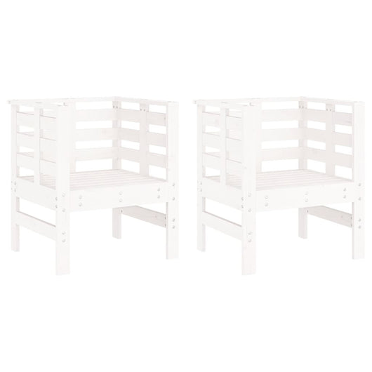 Sedie da Giardino 2pz Bianche 61,5x53x71cm Legno Massello Pino 825129