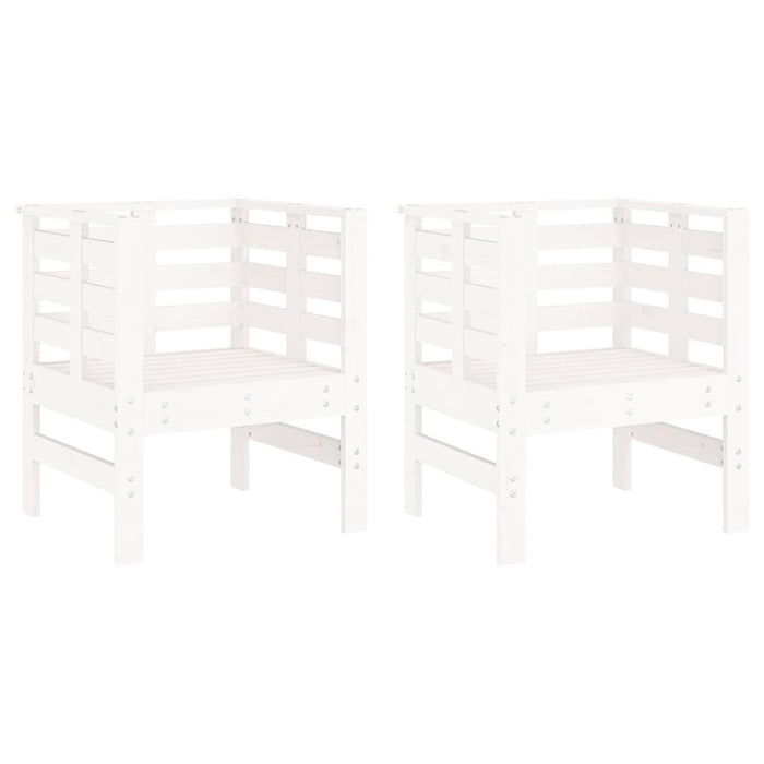 Sedie da Giardino 2pz Bianche 61,5x53x71cm Legno Massello Pinocod mxl 86169