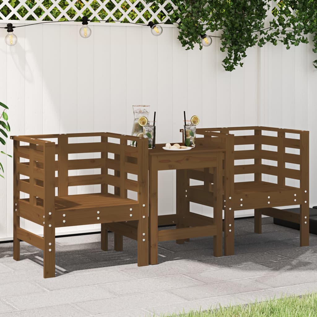 Sedie da Giardino 2pz Ambra 61,5x53x71cm Legno Massello di Pino