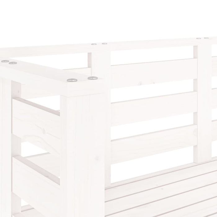 Panca da Giardino Bianca 111,5x53x71 cm Legno Massello di Pino 825136