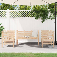 Set Salotto da Giardino 3 pz in Legno Massello di Pino 825142