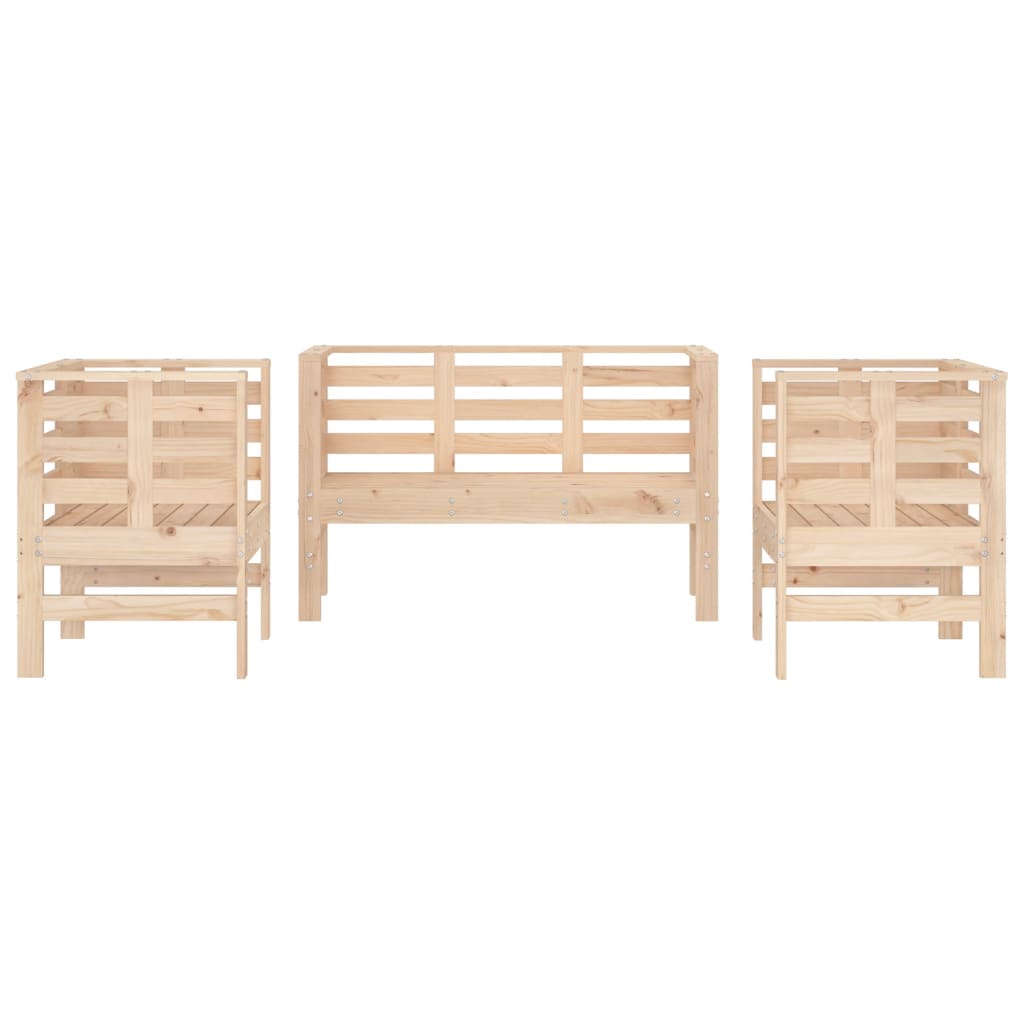 Set Salotto da Giardino 3 pz in Legno Massello di Pino 825142