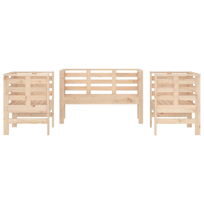 Set Salotto da Giardino 3 pz in Legno Massello di Pino 825142