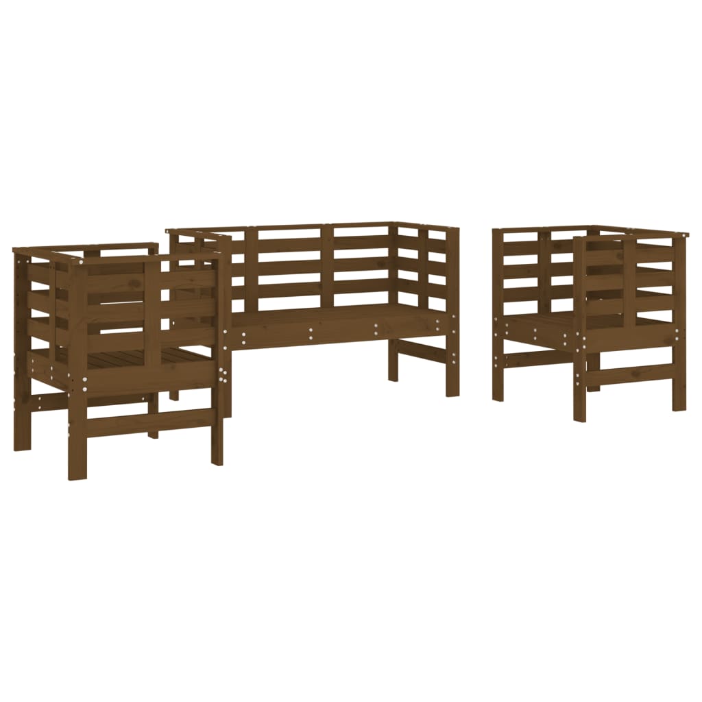 Set Salotto da Giardino 3 pz Ambra in Legno Massello di Pino 825145