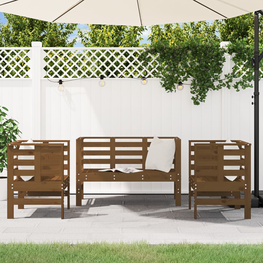 Set Salotto da Giardino 3 pz Ambra in Legno Massello di Pino 825145