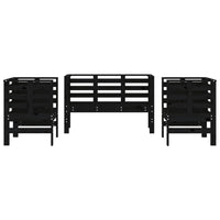 Set Salotto da Giardino 3 pz Nero in Legno Massello di Pino