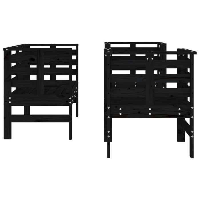 Set Salotto da Giardino 3 pz Nero in Legno Massello di Pino