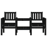 Panca da Giardino con Tavolino 2 Posti Nera Legno Massello Pinocod mxl 132750