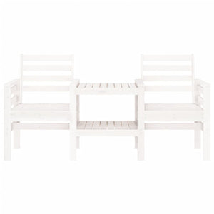 Panca Giardino con Tavolino 2 Posti Bianco Legno Massello Pino 825157
