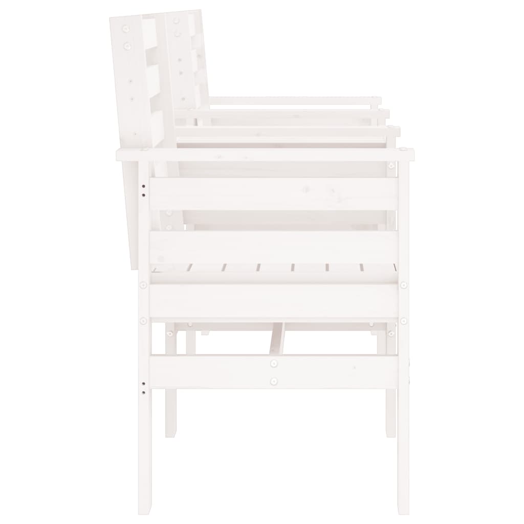 Panca Giardino con Tavolino 2 Posti Bianco Legno Massello Pino 825157